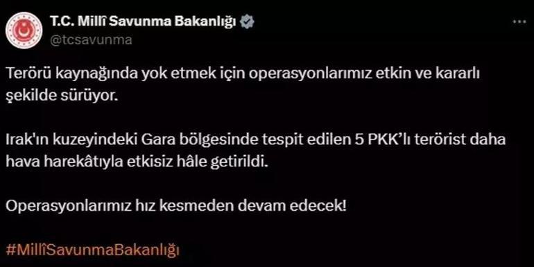 MSB: Gara bölgesinde 5 PKK’lı terörist etkisiz hale getirildi - Resim : 1