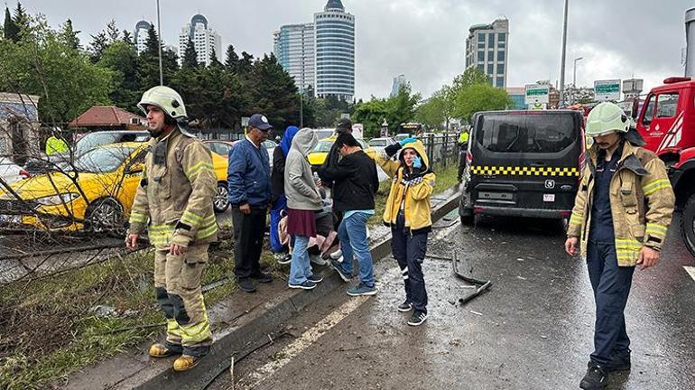 Beşiktaşta feci kaza 8 araç birbirine girdi, yaralılar var