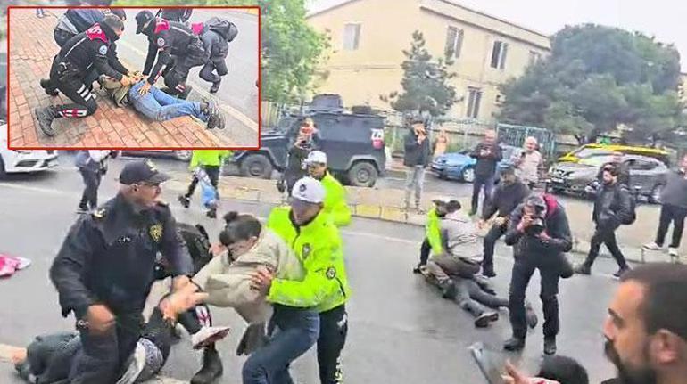 İstanbulda 1 Mayıs hareketliliği: Flamalı gruba polis müdahale etti