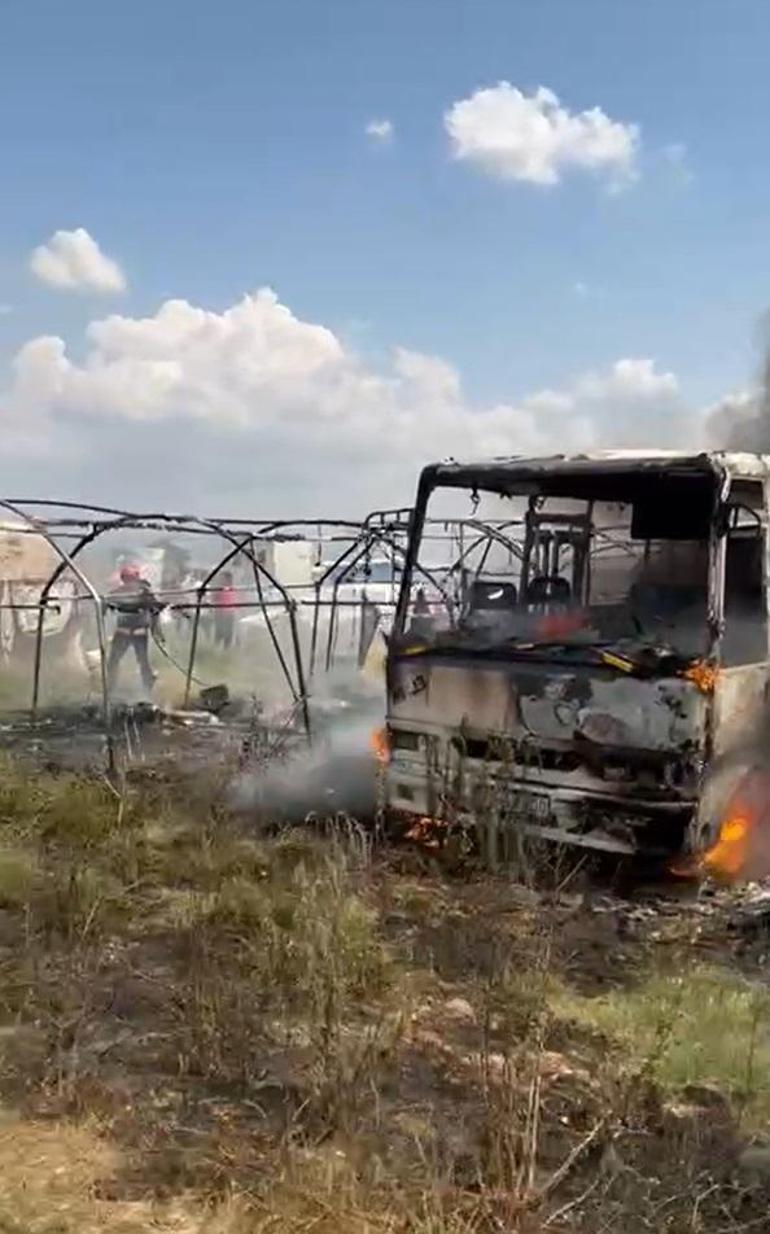 Bursada mevsimlik işçilerin kaldığı çadırlarda yangın çıktı