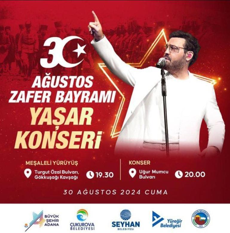 Adana’da 30 Ağustos Zafer Bayramı coşkusu Yaşar konseri ile kutlanacak