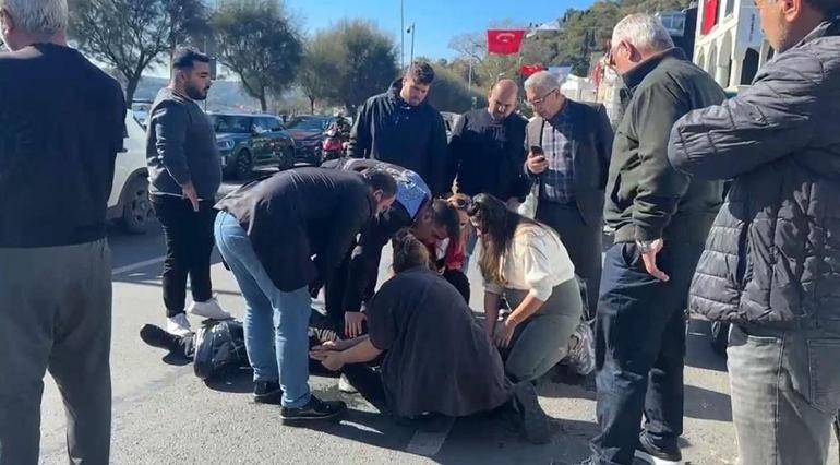 Motorlu zabıta ciple çarpıştı Kadın sürücü ağlayarak başında bekledi