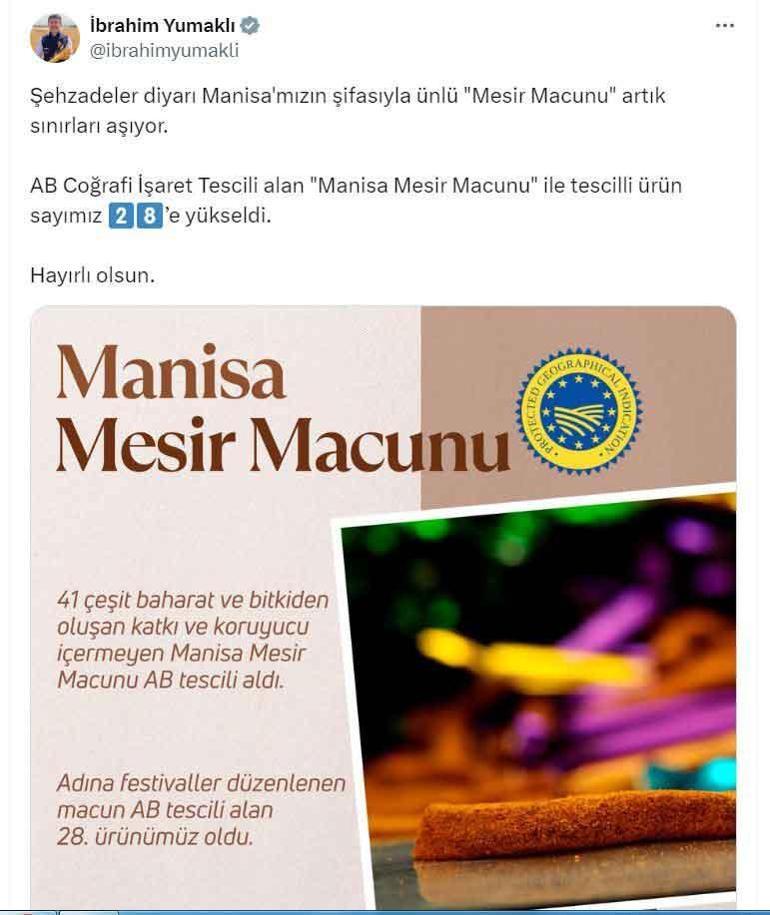 Manisa mesir macununa ABden coğrafi tescil işareti