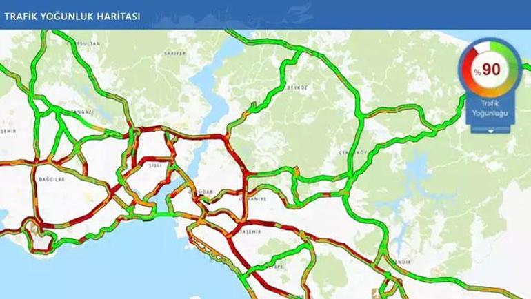 Sağanak yağışlar İstanbulda etkili oldu Trafik yoğunluğu yüzde 90a ulaştı