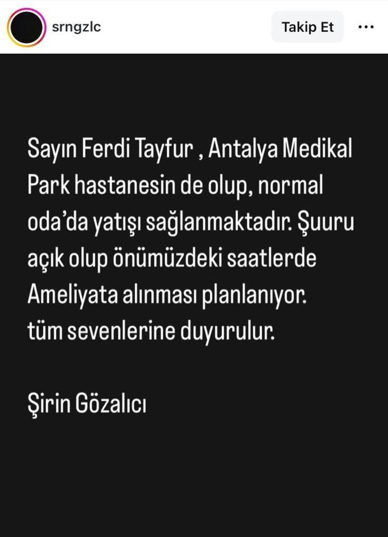 Ferdi Tayfurun sağlık durumuna ilişkin son gelişme Yeğeni son durumu paylaştı