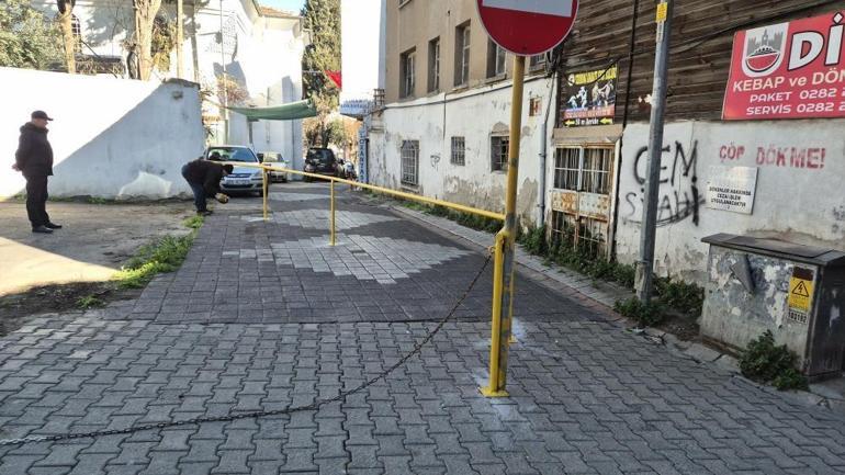 Tekirdağda sokak tartışması Arasından geçen sokağa demir bariyerle kapattı