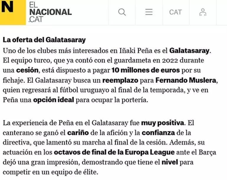 Galatasaray Inaki Pena için rakamı belirledi