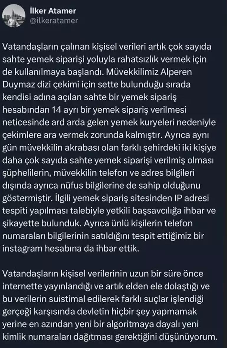 Alperen Duymaza dizi setinde büyük şok Tam 14 kez sipariş verdi