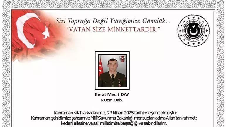 MSB acı haberi duyurdu: 1 şehit