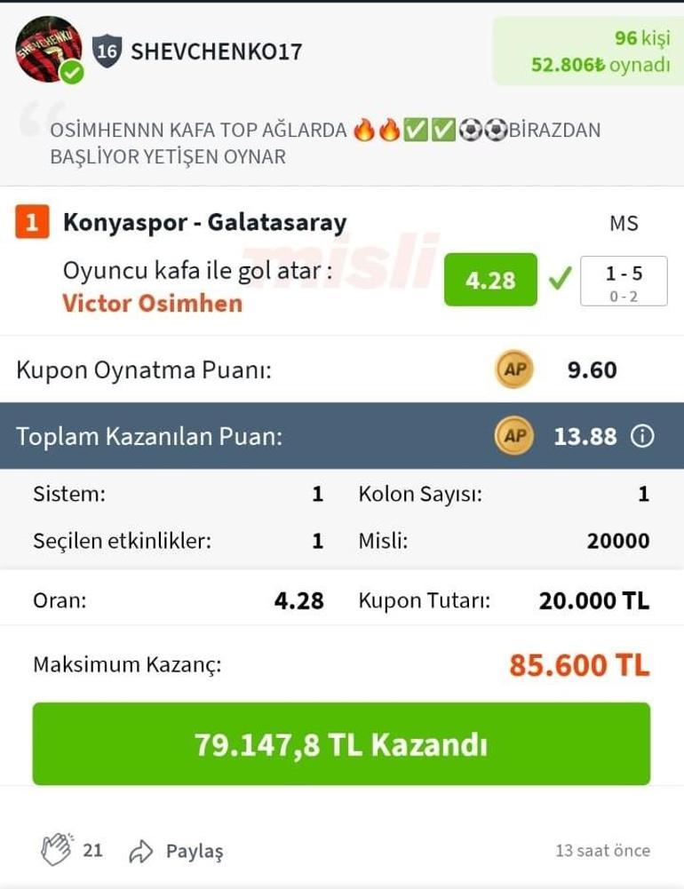 Osimhen Affetmedi Misli Fenomeni Shevchenko17 Kazandırmaya Devam Etti