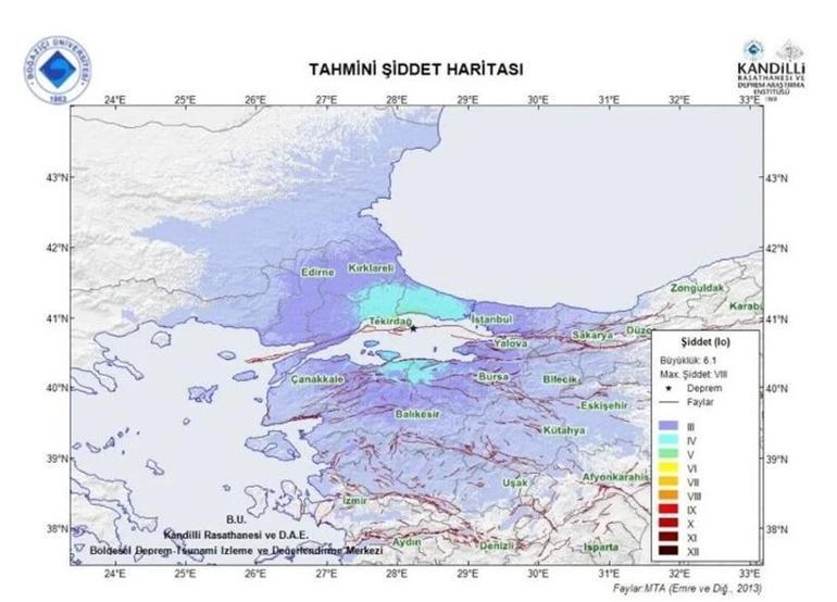 Kandilli Rasathanesinin deprem raporu: Depremin şiddeti denizde 8, karada 5 ölçüldü
