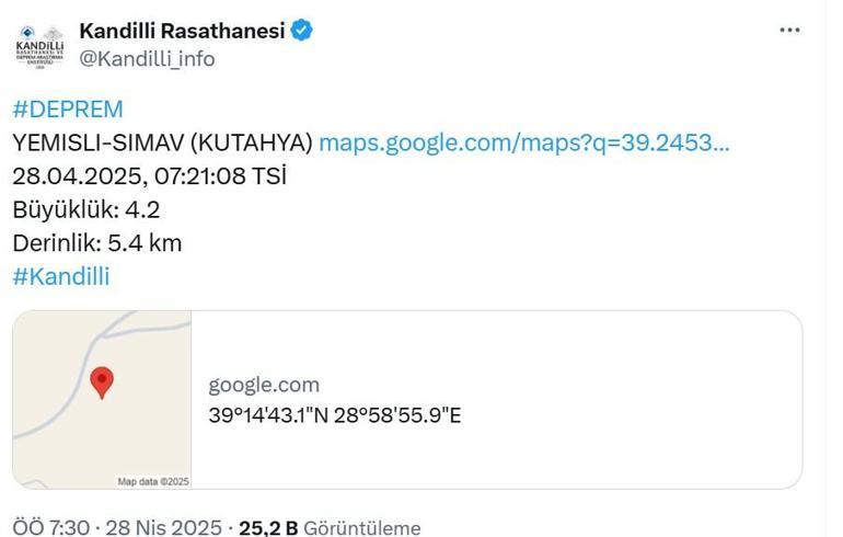 Kütahya’da korkutan deprem AFAD duyurdu