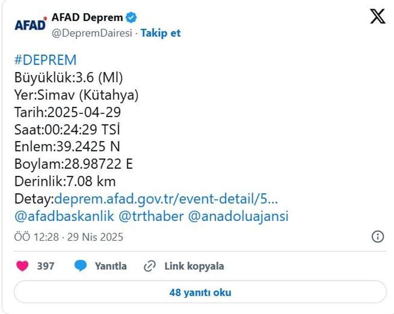 Kütahya beşik gibi sallanıyor  Yine sarsıldı