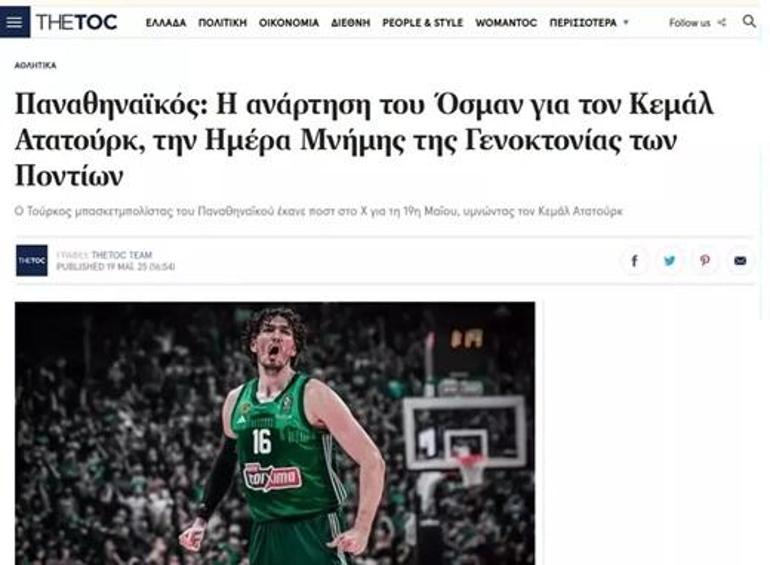 Cedi Osmanın 19 Mayıs paylaşımı Yunanistanda tepki topladı Tahrik edici