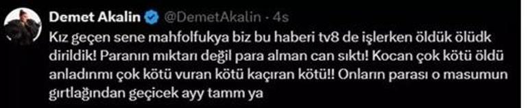 Demet Akalından Oğuz Murat Acinin eşi Şükriye Aciye sert tepki