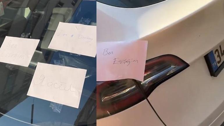Şişlide yola bırakıp gittiği araca yazılı tepki Görenler şoke oldu