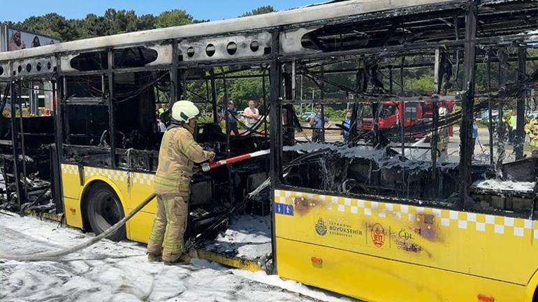 Sarıyerde korku dolu anlar: Seyir halindeki İETT otobüsü birden alev aldı