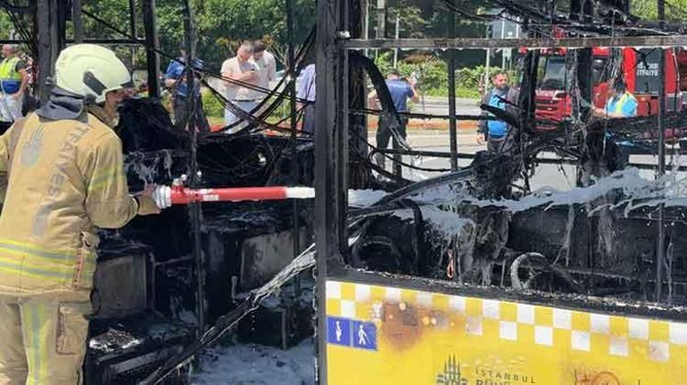 Sarıyerde korku dolu anlar: Seyir halindeki İETT otobüsü birden alev aldı