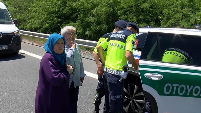 Kuzey Marmara Otoyolunda acı tablo Trafik kazasında annesi yaralanan çocuk ağlayarak ambulansı bekledi