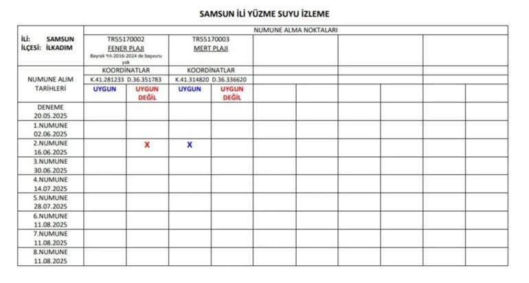 Samsunda sonuçlar geldi: İki plajda yüzmek çok riskli
