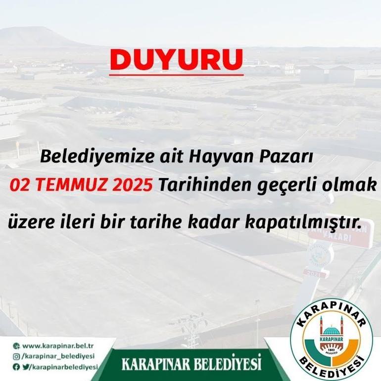 Konyada bir ilçe belediyesi duyurdu: Bugün kapatılıyor Gerekçesi yok, tarih verilmedi