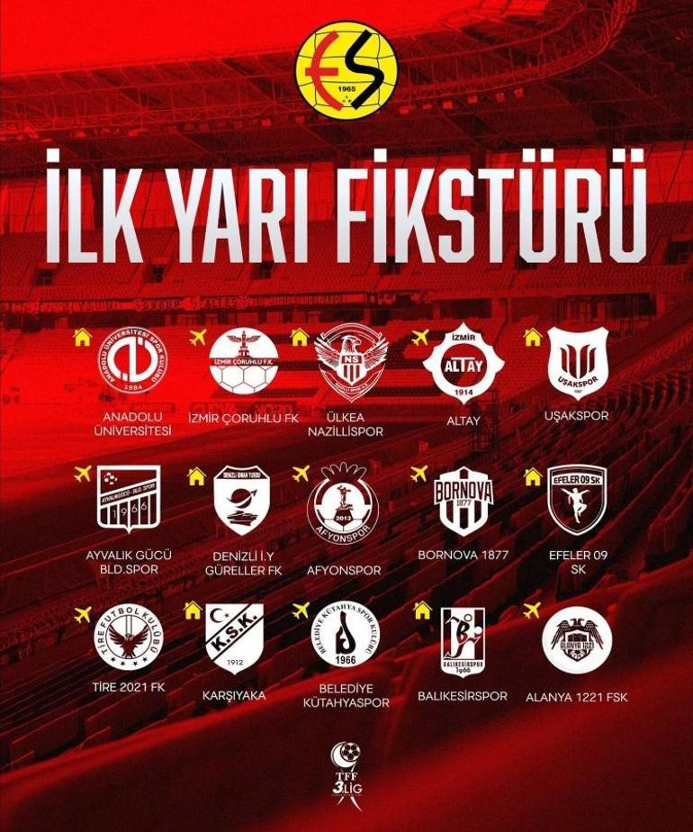 Eskişehirspor sezona derbiyle başlıyor: İlk yarı fikstürü belli oldu