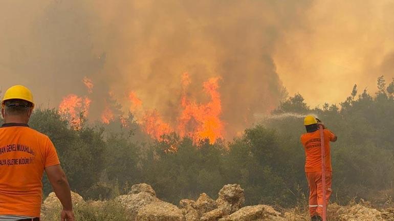 Son 95 yılın sıcaklık rekoru kırıldığı Antalyada orman yangını fırtınası