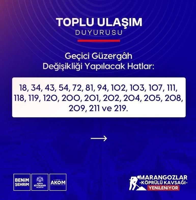 Konyada 23 güzergah değişiyor İşte o hatlar