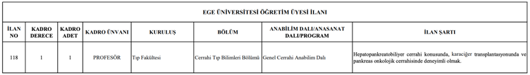 Ege Üniversitesi personel alımı: 45 öğretim üyesi alınacak