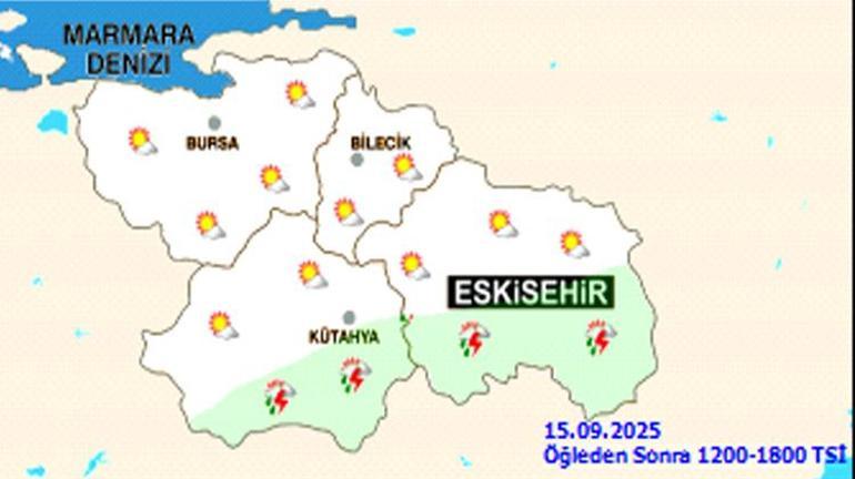Eskişehirde hava nasıl olacak Öğle saatlerine dikkat İşte 15 Eylül 2025 hava durumu raporu