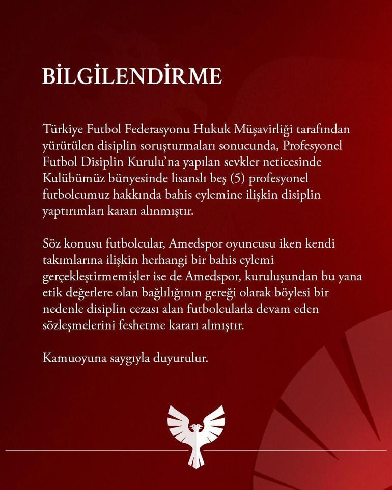 Futbolda bahis soruşturması Amed Sportif Faaliyetler’de 5 futbolcuyla yollar ayrıldı