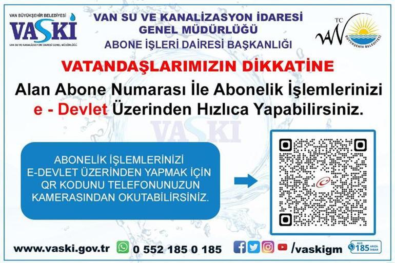 Vanlılara güzel haber VASKİ duyurdu, artık e-Devlet üzerinden yapılacak