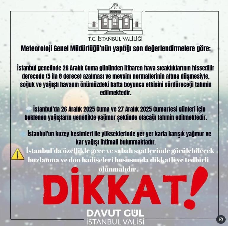 İstanbula lapa lapa kar yağacak MGM ve valilik art arda uyardı