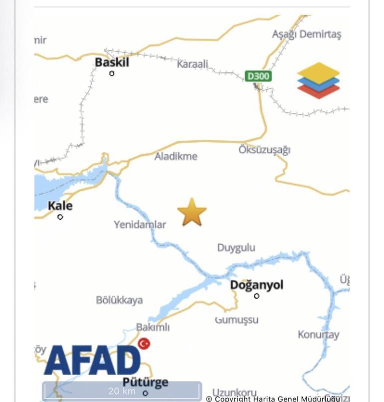 Elazığ Baskil ilçesinde korkutan deprem meydana geldi