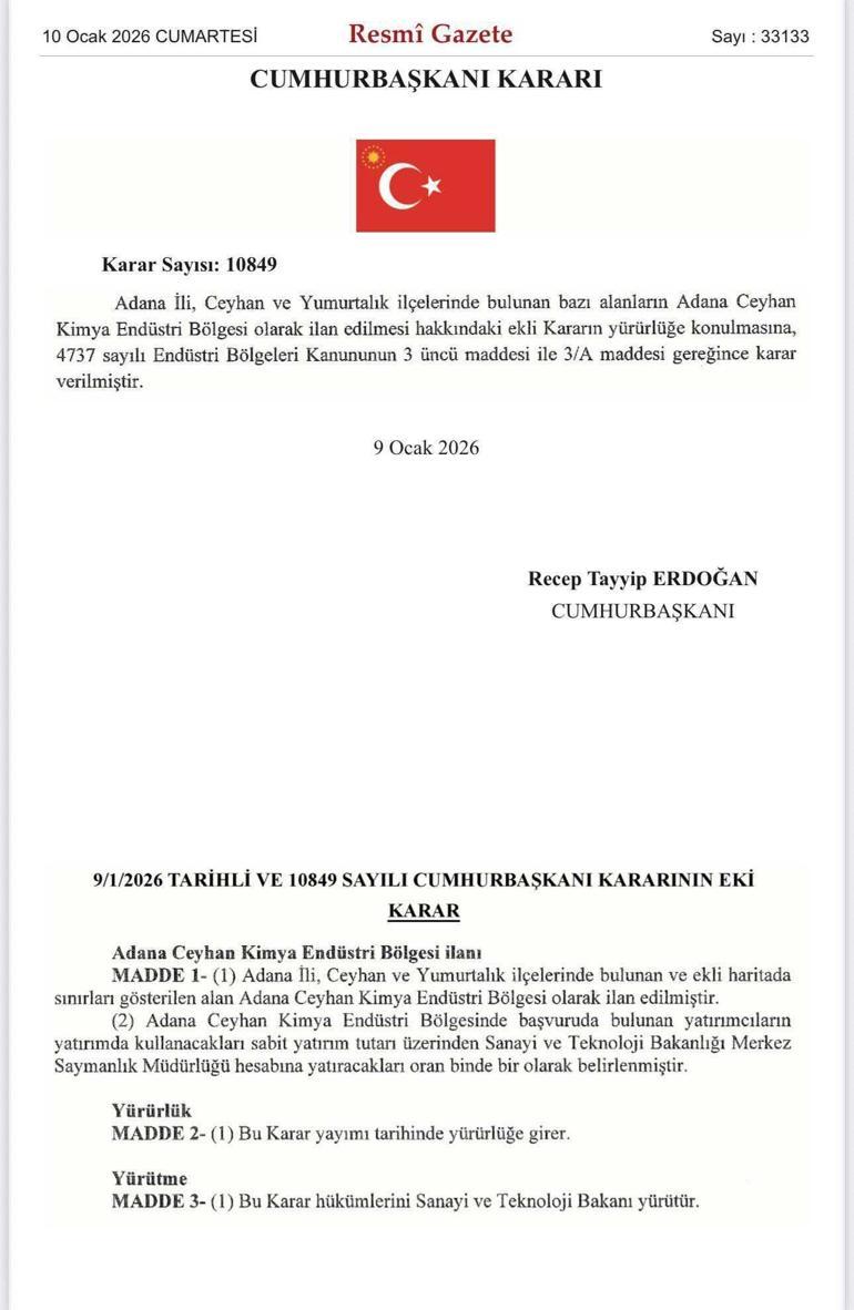 Adana için tarihi karar: Ceyhan kimya üssü oluyor Bakan Kacır: Cari açığımızı kapatacak projeleri hayata geçireceğiz