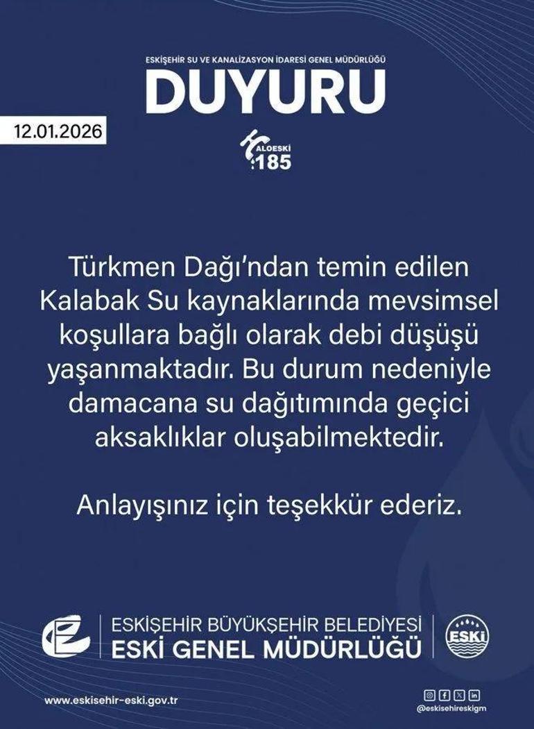 ESKİ uyardı: Debi düşüşü yaşanmaktadır