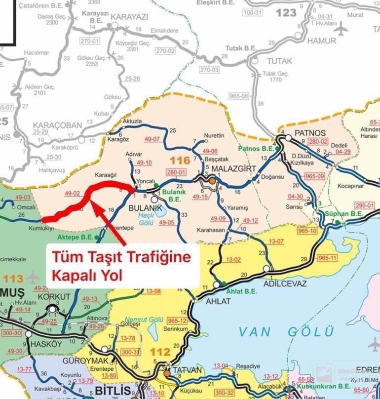 Muşta Bulanık-Kumlukıyı karayolu tipi nedeniyle ulaşıma kapatıldı