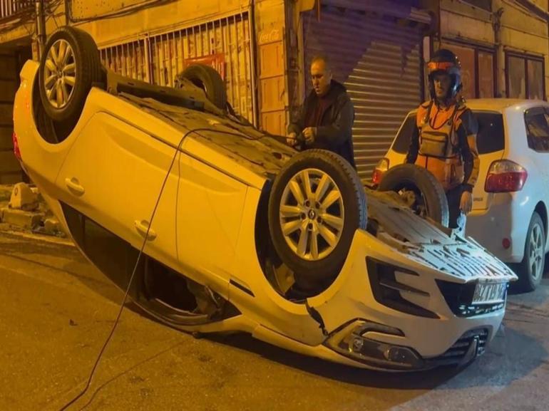 3 araca çarptı, takla atarak durabildi İstanbulda korku dolu anlar