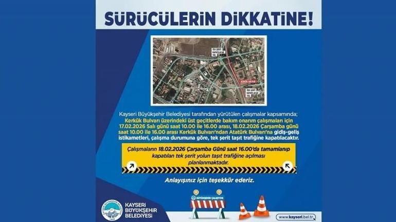 Kayseride ilan edildi: 2 gün belirli saatlerde kapatılacak