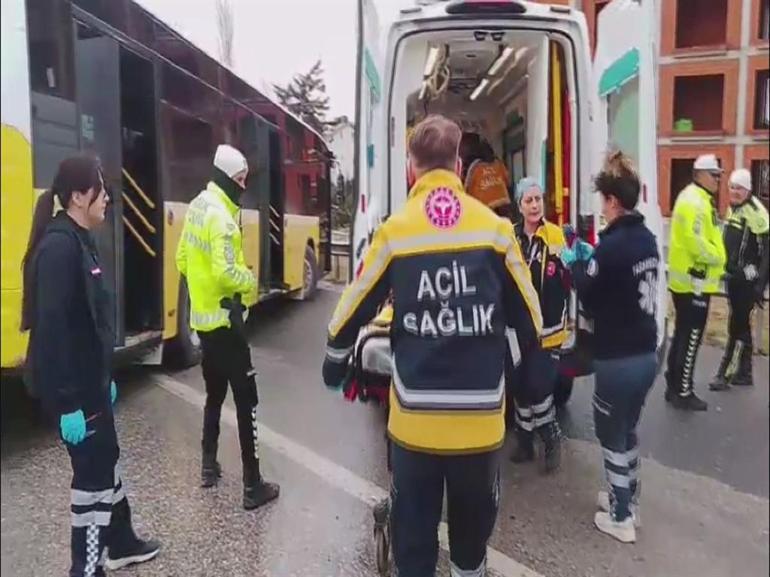 Büyükçekmecede korkutan kaza: İETT otobüsü bariyerlere daldı