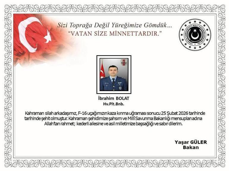 Balıkesirde F-16 uçağı düştü 1 pilotumuz şehit oldu
