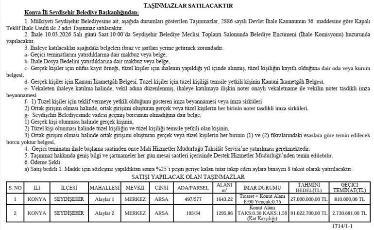 Konyada dev satış: Şehrin göbeğinde satışa çıktı, fiyatı belli oldu