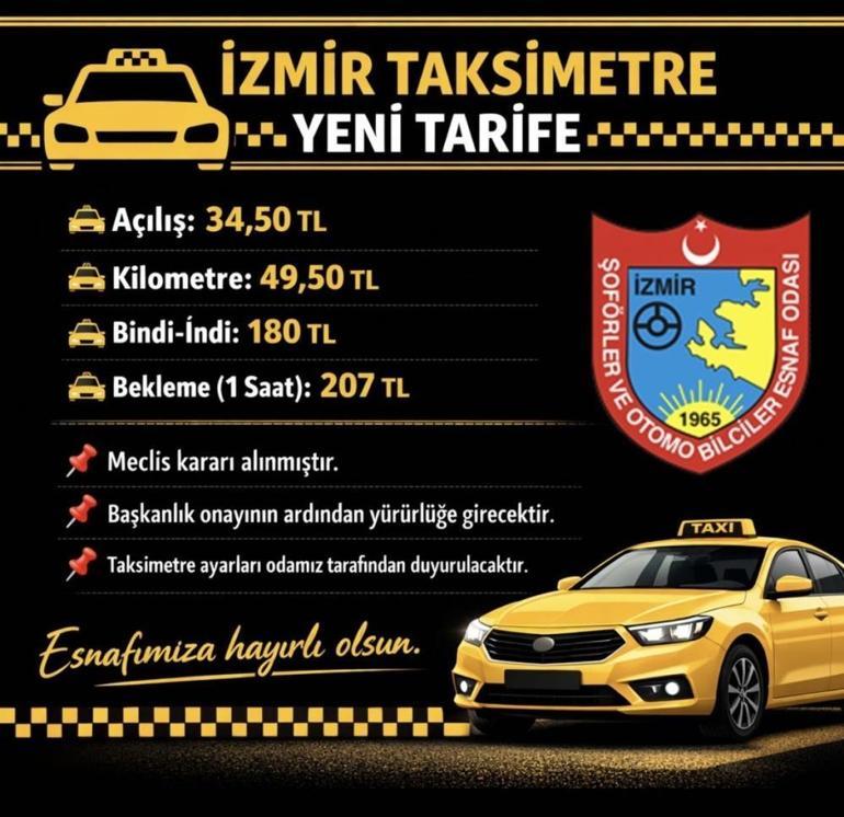 İzmirde yeni taksimetre ücret tarifesi kabul edildi Taksilerin indi bindi ücreti yükseldi