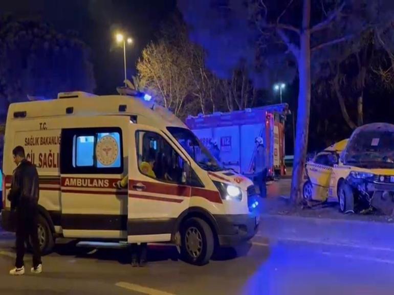 Kartalda makas attı, taksiye çarparak durabildi: 3 yaralı