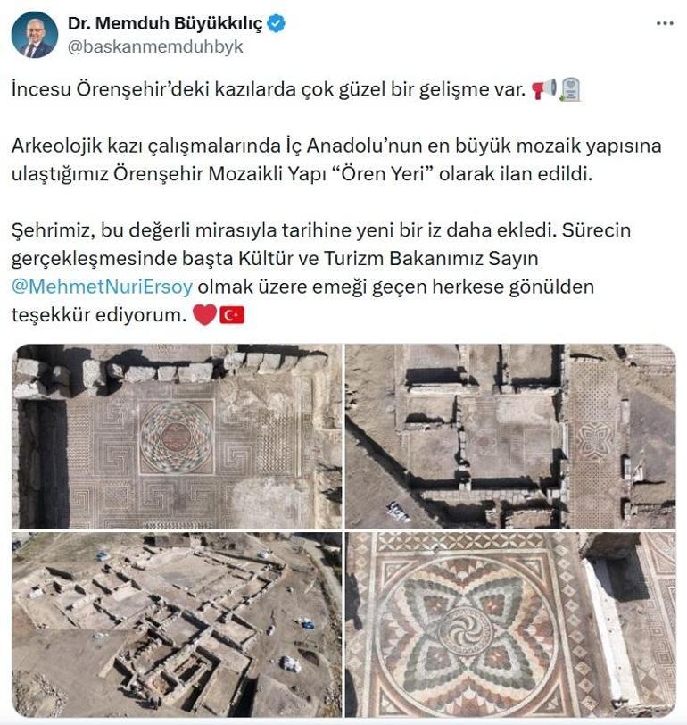 İncesuda devam eden İç Anadolu’nun en büyük mozaik kazı çalışmaları ‘Ören yeri’ ilan edildi