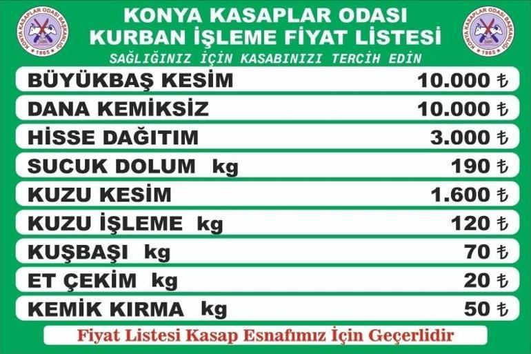 Konya’da 2026 kurban kesim ücretleri belli oldu