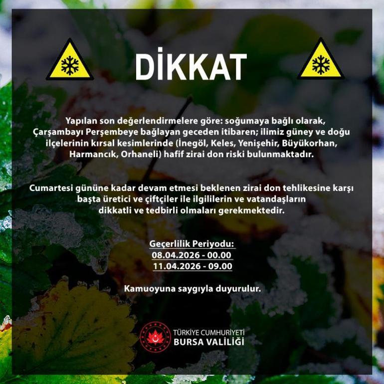 Bursa Valiliği son dakika duyurdu İlçe ilçe açıklandı, günlerce sürecek