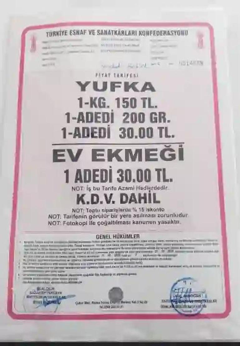 Gaziantepte ev ekmeğine de zam geldi İşte yeni tarife