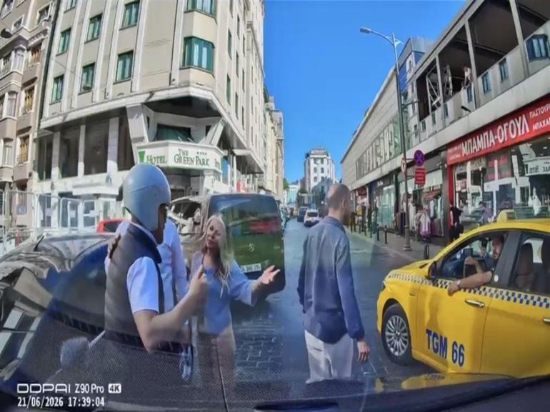 Beyoğlunda yol verme tartışması çıktı: Boksörüm, çeneni kırarım tehdidi savurdu