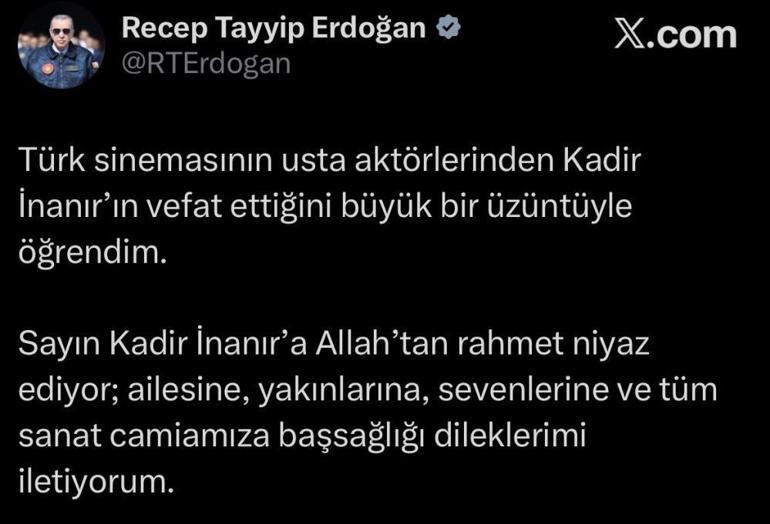 Usta oyuncu Kadir İnanır hayatını kaybetti